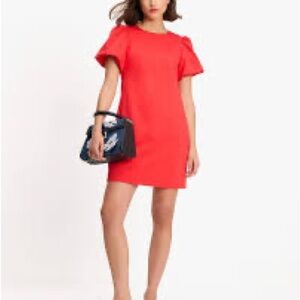 Kate Spade Orange/Red Ponte Puff Sleeve Dress
